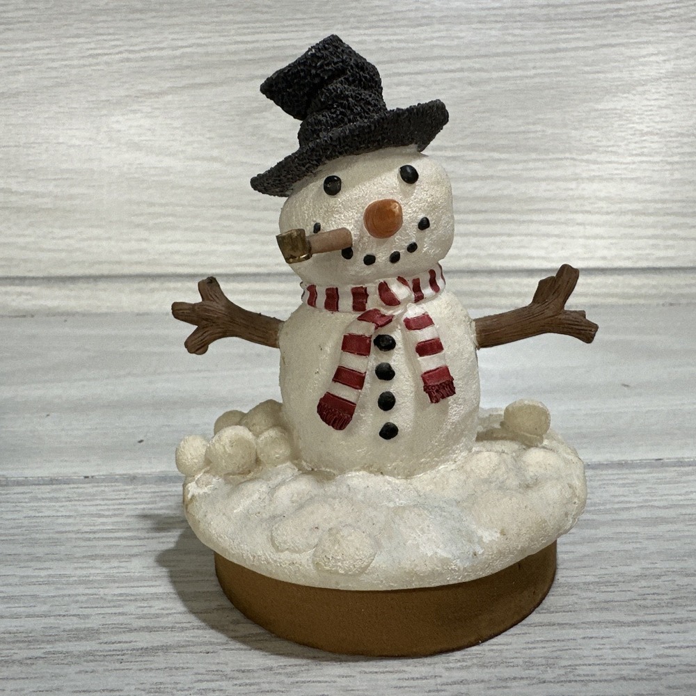 OUR AMERICA Snowman Candle‎ Topper 3.25x4" Winter Christmas Hat Pipe Scarf